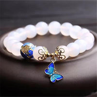 Weißer Achat Armband | Schmetterling | Harmonie | Stilvoll | Schützend | Langlebig-Luzern Mode