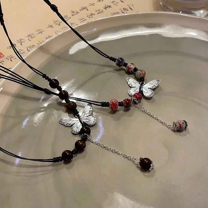 Perlenkette | Schmetterling Langlebig Stilvoll Einzigartig Glänzend Vielseitig-Bunt-Luzern Mode