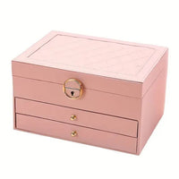 Schmuckschachtel | Mehrere Schichten | Übersichtlich | Fächer | Samt-Rosa-Luzern Mode