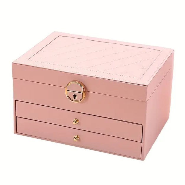 Schmuckschachtel | Mehrere Schichten | Übersichtlich | Fächer | Samt-Rosa-Luzern Mode
