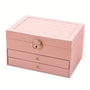 Schmuckschachtel | Mehrere Schichten | Übersichtlich | Fächer | Samt-Rosa-Luzern Mode