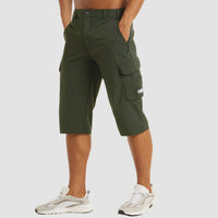 Herren Cargo-Shorts | Schnelltrocknend | Einfarbig | Normale Passform | Knopfverschluss-Olivegrün-S-Luzern Mode