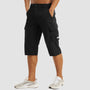 Herren Cargo-Shorts | Schnelltrocknend | Einfarbig | Normale Passform | Knopfverschluss-Schwarz-S-Luzern Mode