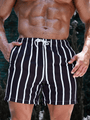 Herren Badeshorts Sommer | Schnelltrocknend | Bequem | Leicht | Strand | Pool-Schwarz-Weiß gestreift-S-Luzern Mode