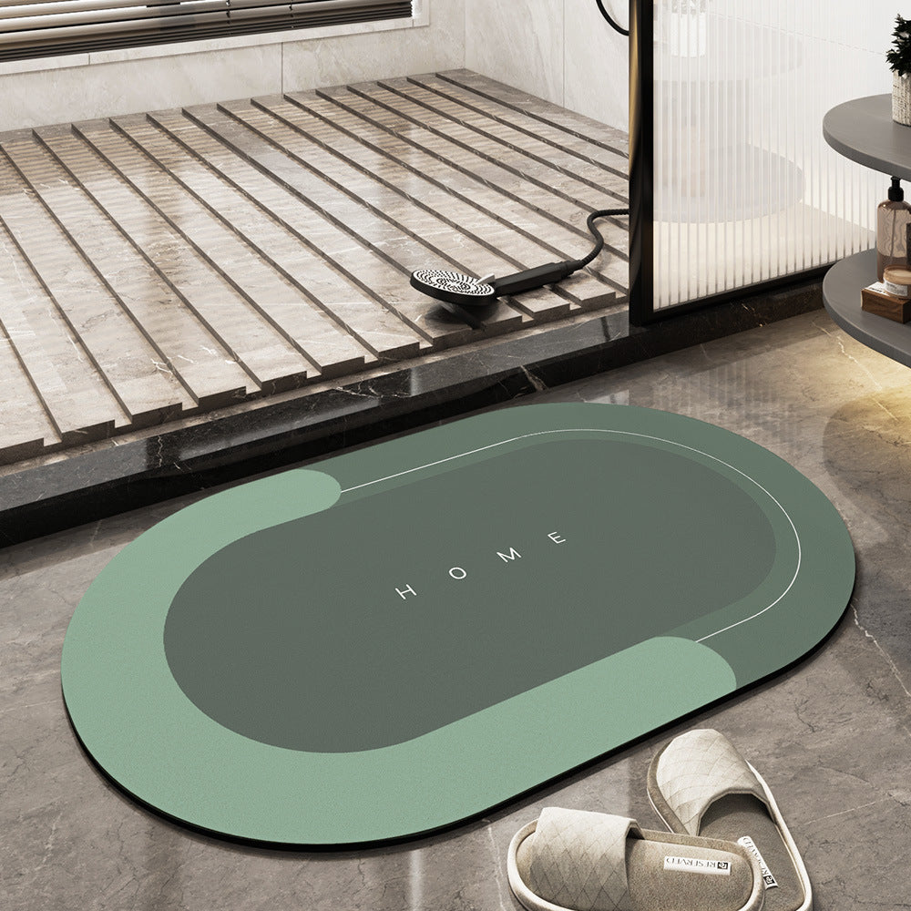 Badematte | Absorbierend, Schnelltrocknend, Luxuriös, Weich, Komfortabel, Mikrofaser-Grün-Oval-40*60 cm-Luzern Mode