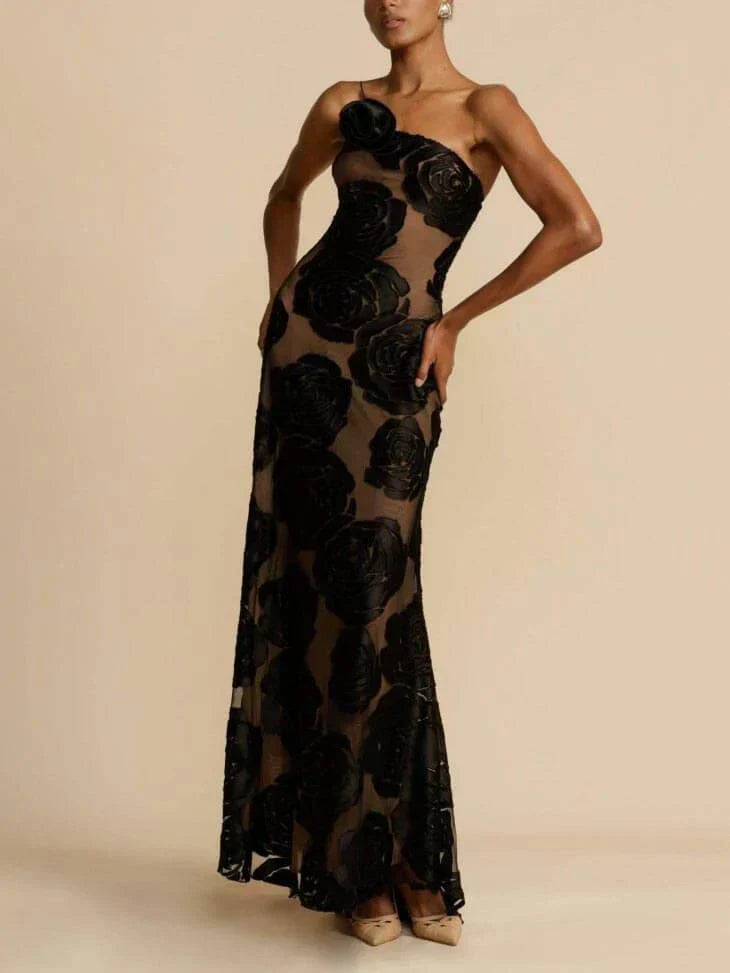 Schulterfreies Maxikleid Damen | Sommer Jacquard | Luftig bequem | Trend Look-Luzern Mode