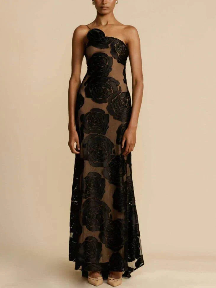 Schulterfreies Maxikleid Damen | Sommer Jacquard | Luftig bequem | Trend Look-Luzern Mode