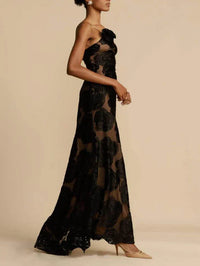 Schulterfreies Maxikleid Damen | Sommer Jacquard | Luftig bequem | Trend Look-Luzern Mode