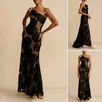 Schulterfreies Maxikleid Damen | Sommer Jacquard | Luftig bequem | Trend Look-Luzern Mode