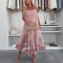 Schulterfreies Kleid Damen | Tüll | Rüschen | Kurz | Figurbetont | Party Look-Rosa-S-Luzern Mode