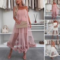 Schulterfreies Kleid Damen | Tüll | Rüschen | Kurz | Figurbetont | Party Look-Luzern Mode