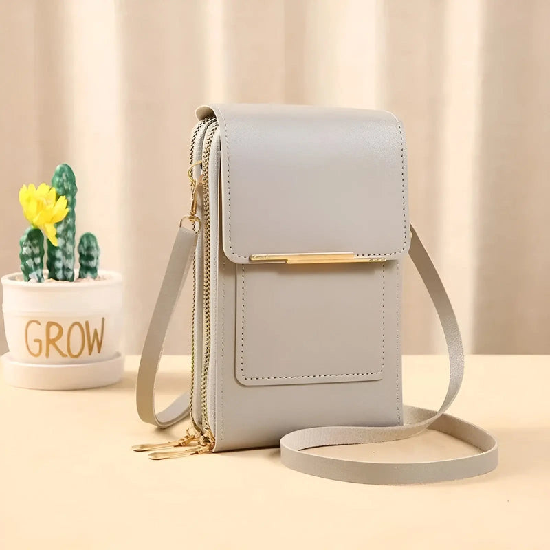 Hochwertige Lederhandtasche mit Handyfach für Damen-Grau-Luzern Mode