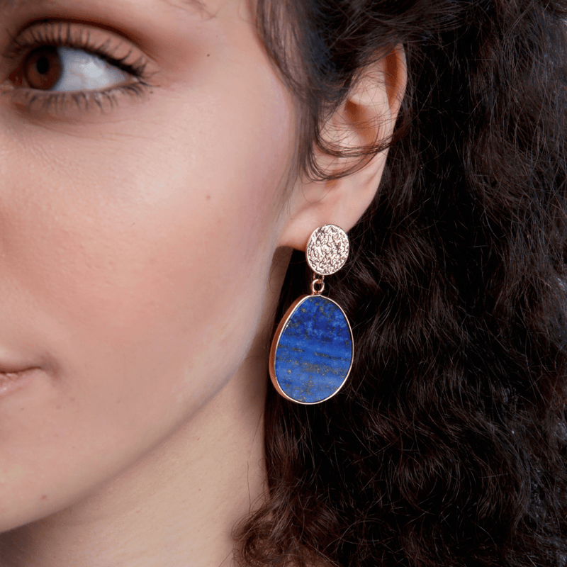 Schützende Ohrringe | Lapislazuli | Blau | Oval | Stilvoll | Einzigartig-Luzern Mode