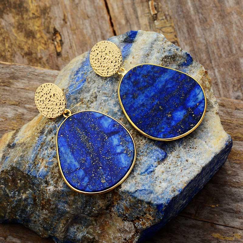 Schützende Ohrringe | Lapislazuli | Blau | Oval | Stilvoll | Einzigartig-Lapislazuli-Luzern Mode