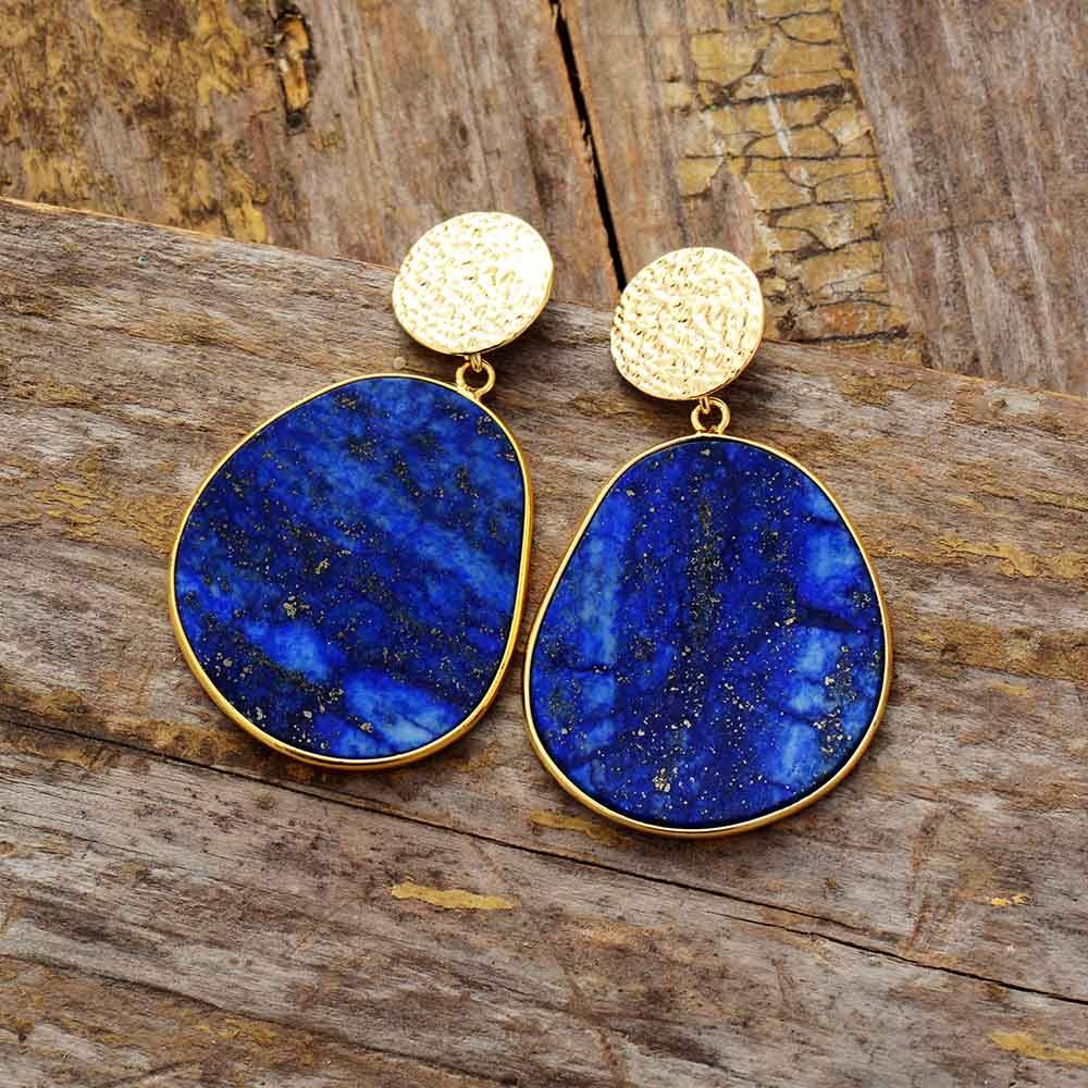 Schützende Ohrringe | Lapislazuli | Blau | Oval | Stilvoll | Einzigartig-Luzern Mode