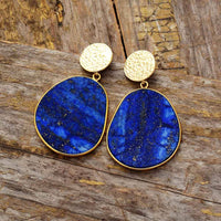 Schützende Ohrringe | Lapislazuli | Blau | Oval | Stilvoll | Einzigartig-Luzern Mode