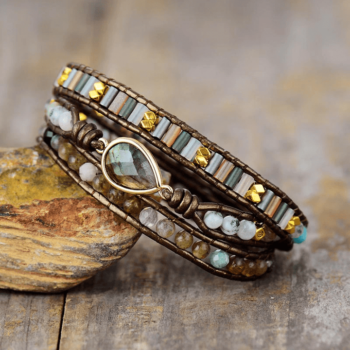 Wickelarmband | Schützend Labradorit Boho Stilvoll Handgefertigt-Luzern Mode