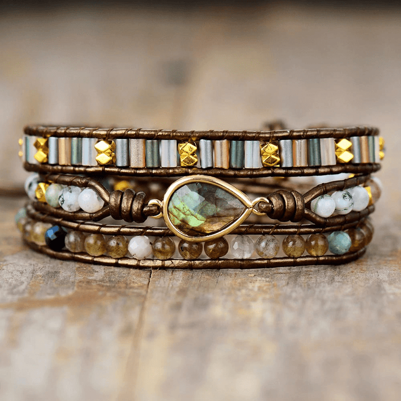 Wickelarmband | Schützend Labradorit Boho Stilvoll Handgefertigt-Luzern Mode