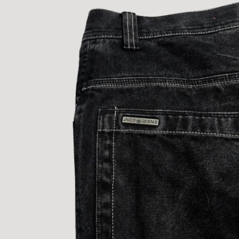 Schwarze Damenjeans | Baggy | Hohe Taille | Denim | Totenkopf | Robust-Luzern Mode