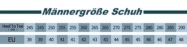 Herren Sneaker Größentabelle EU 39-48 Bequem Passform-Luzern Mode
