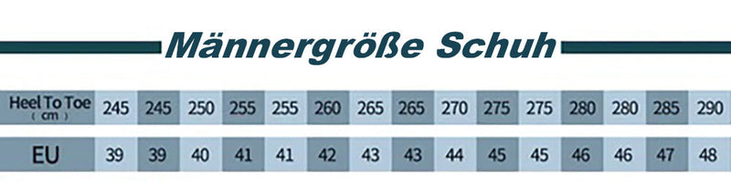 Herren Sneaker Größentabelle EU 39-48 Bequem Passform-Luzern Mode