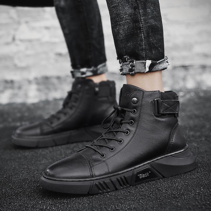 Schwarze Herren Stiefel | Leder | Langlebig | Robuste | Schnürsenkel | Stylisch-Luzern Mode
