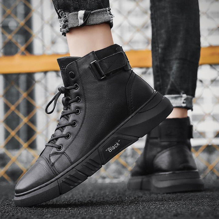Schwarze Herren Stiefel | Leder | Langlebig | Robuste | Schnürsenkel | Stylisch-Luzern Mode
