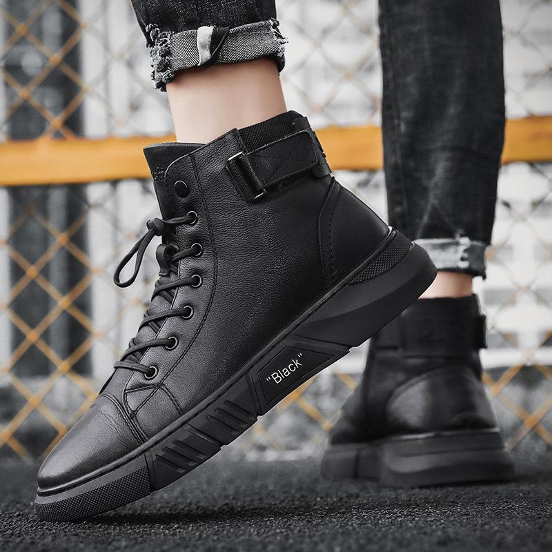 Schwarze Herren Stiefel | Leder | Langlebig | Robuste | Schnürsenkel | Stylisch-Luzern Mode