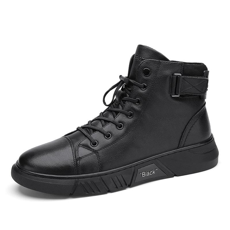 Schwarze Herren Stiefel | Leder | Langlebig | Robuste | Schnürsenkel | Stylisch-Luzern Mode