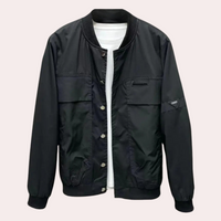 Herren Windbreaker Jacke mit Druckknöpfen und Taschen-S-Luzern Mode