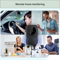 Schwarze Smarte Türklingel | WiFi | Kamera | SD-Karte | Cloud | Nachtsicht-Luzern Mode
