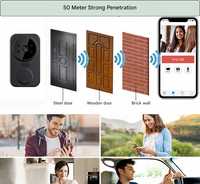 Schwarze Smarte Türklingel | WiFi | Kamera | SD-Karte | Cloud | Nachtsicht-Luzern Mode