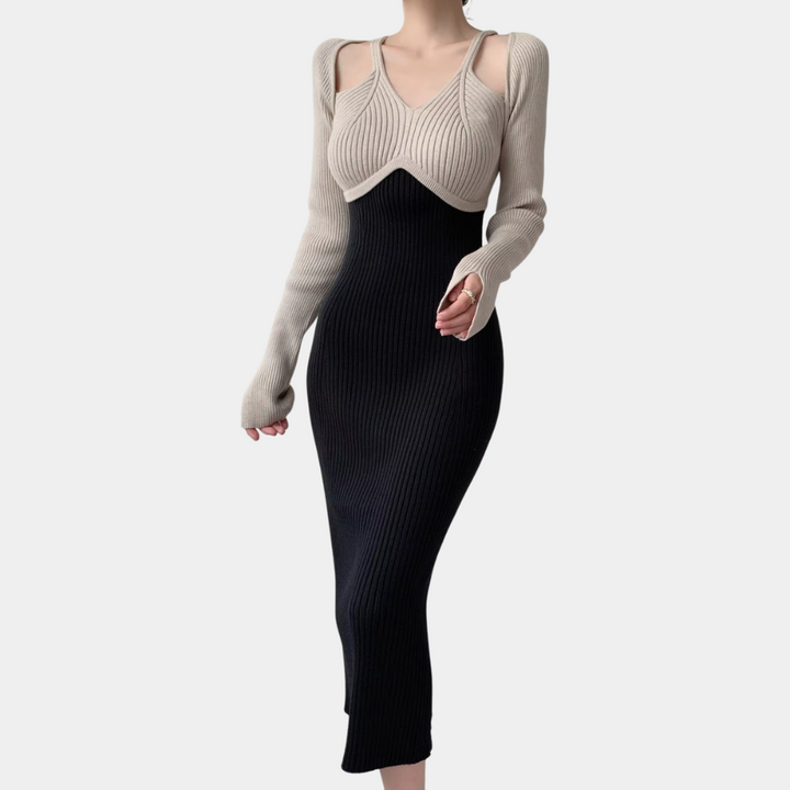 Rippenstrick Maxikleid Damen - Elegantes Abendkleid-Luzern Mode