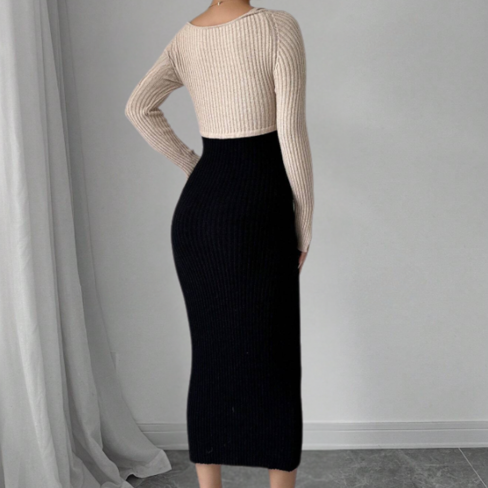 Rippenstrick Maxikleid Damen - Elegantes Abendkleid-Luzern Mode