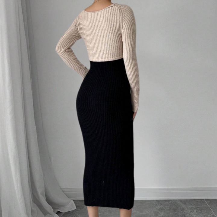 Rippenstrick Maxikleid Damen - Elegantes Abendkleid-Luzern Mode
