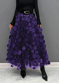 Rock mit Punkteprint | Einheitsgröße | Lang | Schwungvoll | Polyester-Mix-Lila-Luzern Mode