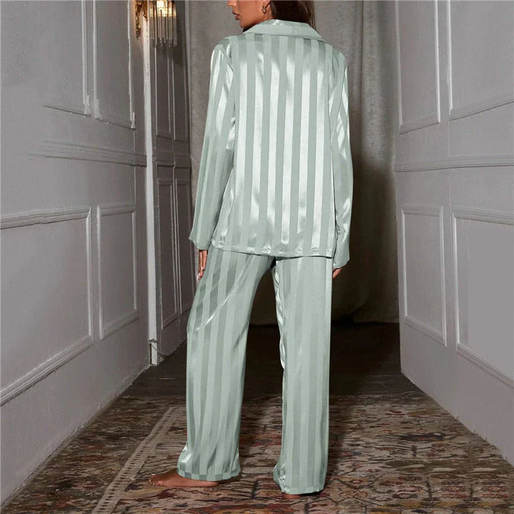 Damen-Pyjama | Zweiteilig | Silktouch | Knopfleiste | Lange Hose-Luzern Mode