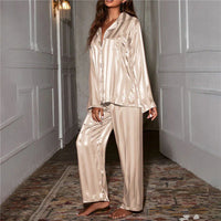 Damen-Pyjama | Zweiteilig | Silktouch | Knopfleiste | Lange Hose-Luzern Mode