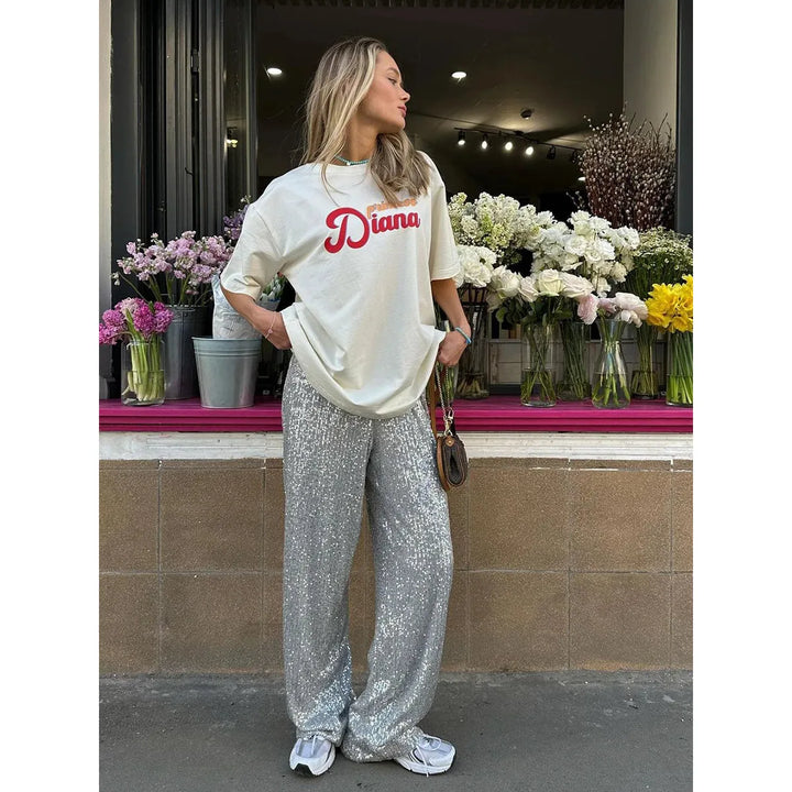 Pailletten Hose Damen - Glänzende Party-Mode Bestseller-Luzern Mode