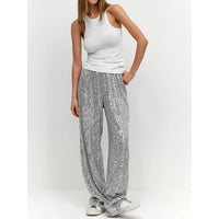 Pailletten Hose Damen - Glänzende Party-Mode Bestseller-Silber-S-Luzern Mode