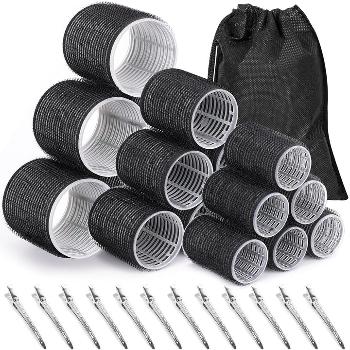 12er Set Haarwickler & Clips für Volumen und Locken-Schwarz-Luzern Mode