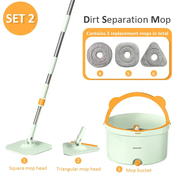 Selbstrotierender Wischmopp | Hände-frei Vielseitig Mikrofaser Langlebig SpinMop-Set 2-Luzern Mode