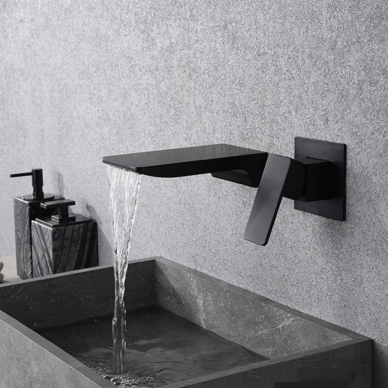 Wandhahn | Sensor | Modern | Kontaktlos | Messing | Glatt | Wasserfall-Schwarz-Luzern Mode