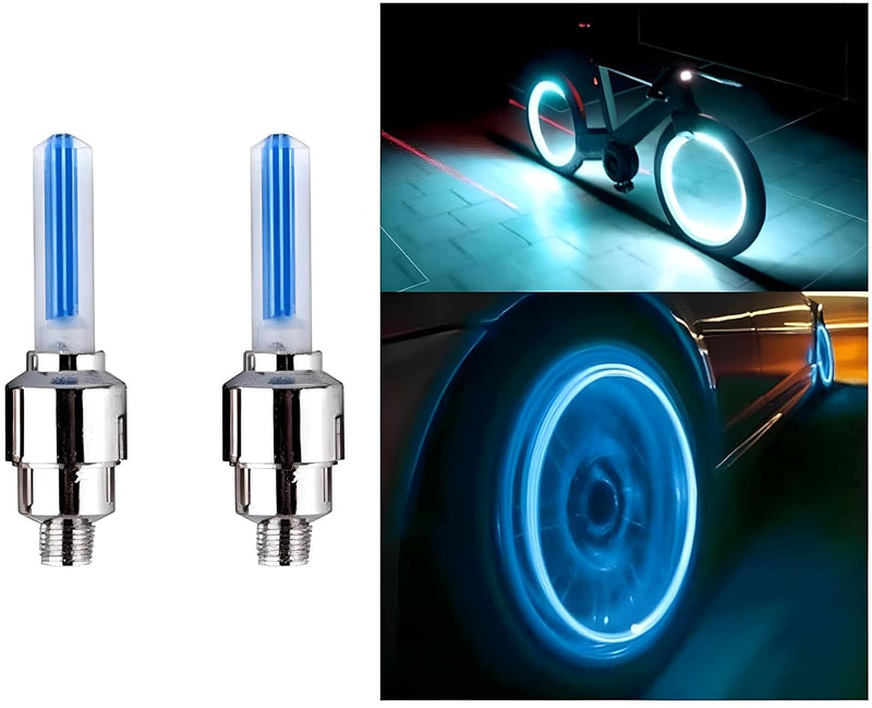 Ventildeckel Set | Beleuchtet | 4 Stück | LED | Batterien | Universell-Blau-Luzern Mode