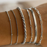 Armbandenset | Silber | 6-teilig | Strapazierfähig | Verstellbar | Raffiniert-Silber-Luzern Mode