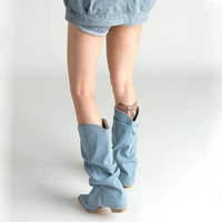 Damen Jeans Stiefel mit Absatz - Modische Westernstiefel-Luzern Mode