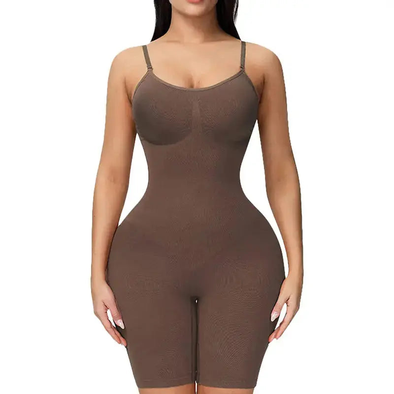 Bodysuit | Formend | Sanduhr | Ärmellos | Verstellbare Träger-Braun-S-Luzern Mode