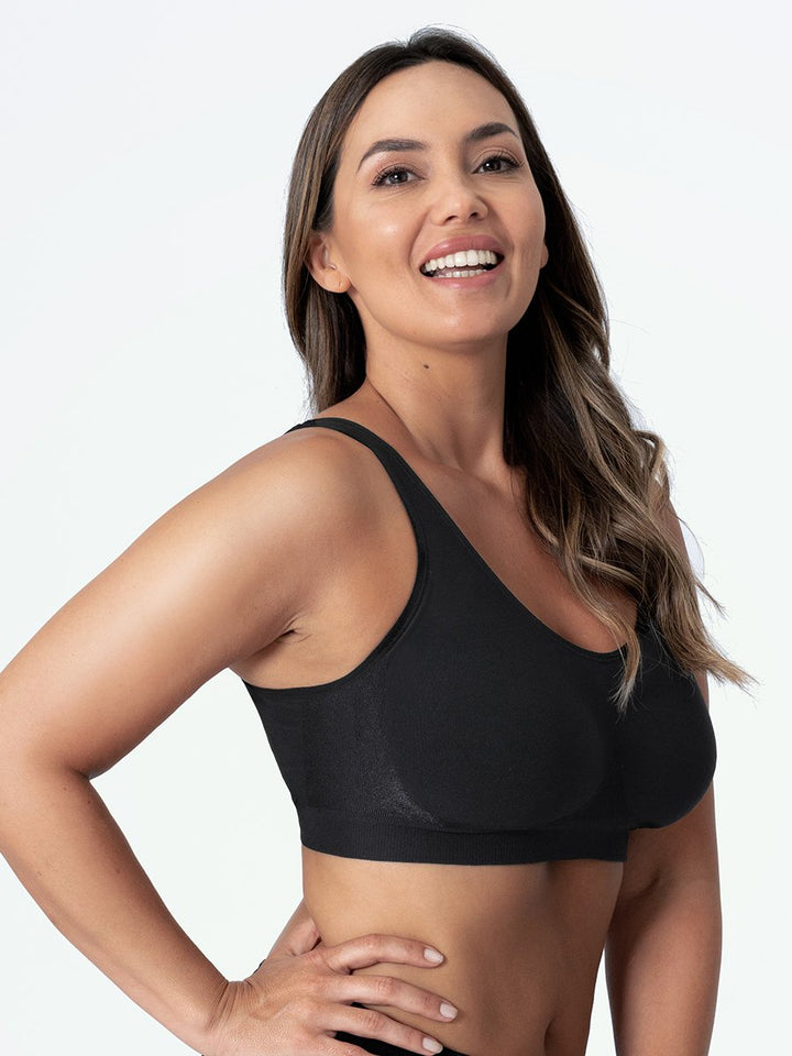 Shapewear Sport-BH | Nahtlos | Bügellos | Breite Träger | Halt-Schwarz-M-Luzern Mode