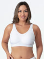 Shapewear Sport-BH | Nahtlos | Bügellos | Breite Träger | Halt-Weiß-M-Luzern Mode