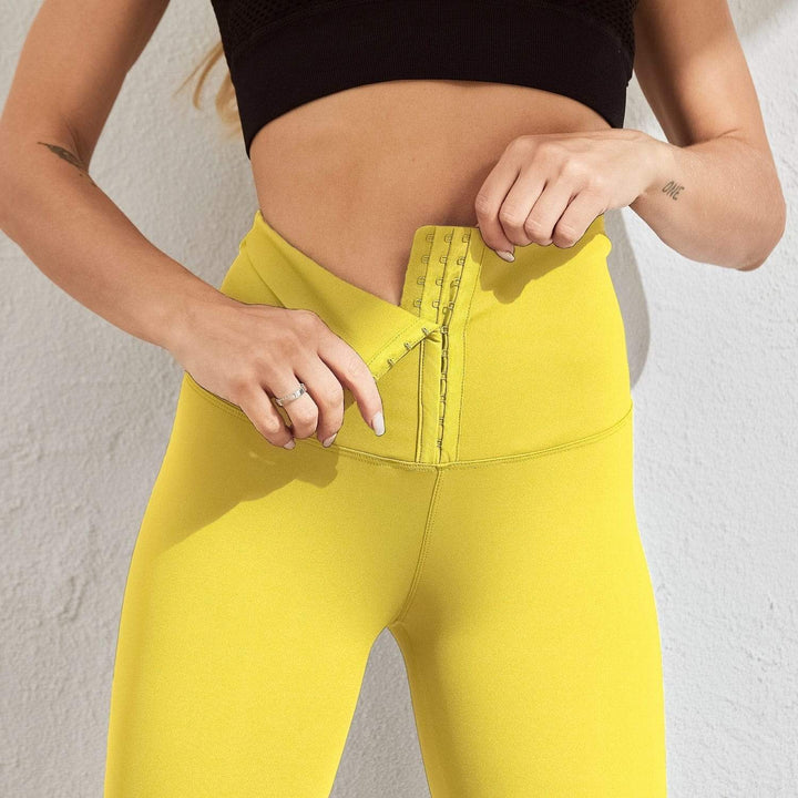 Damen Figurformende Leggings für Sport und Freizeit-Gelb-S-Luzern Mode